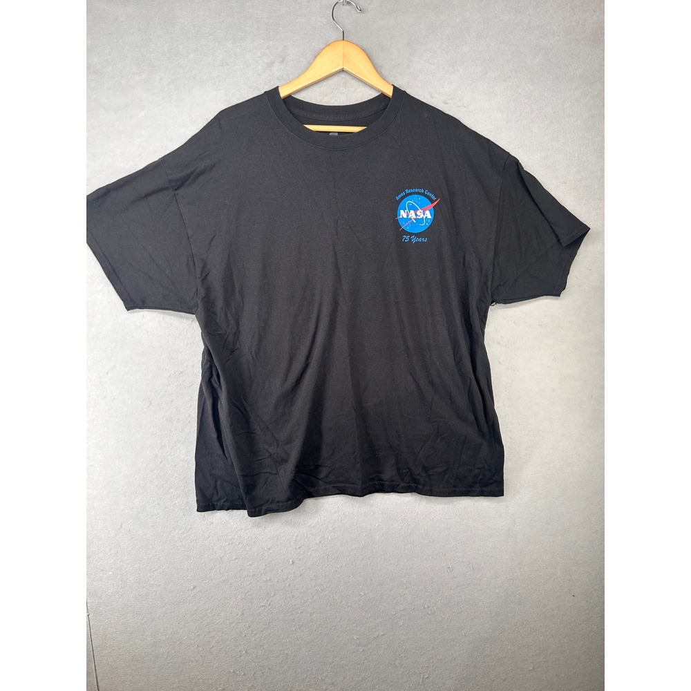 NASA Ames Research Center 75 Years T-Shirt Mens 2XL hanes Black Short Sleeve Tee
